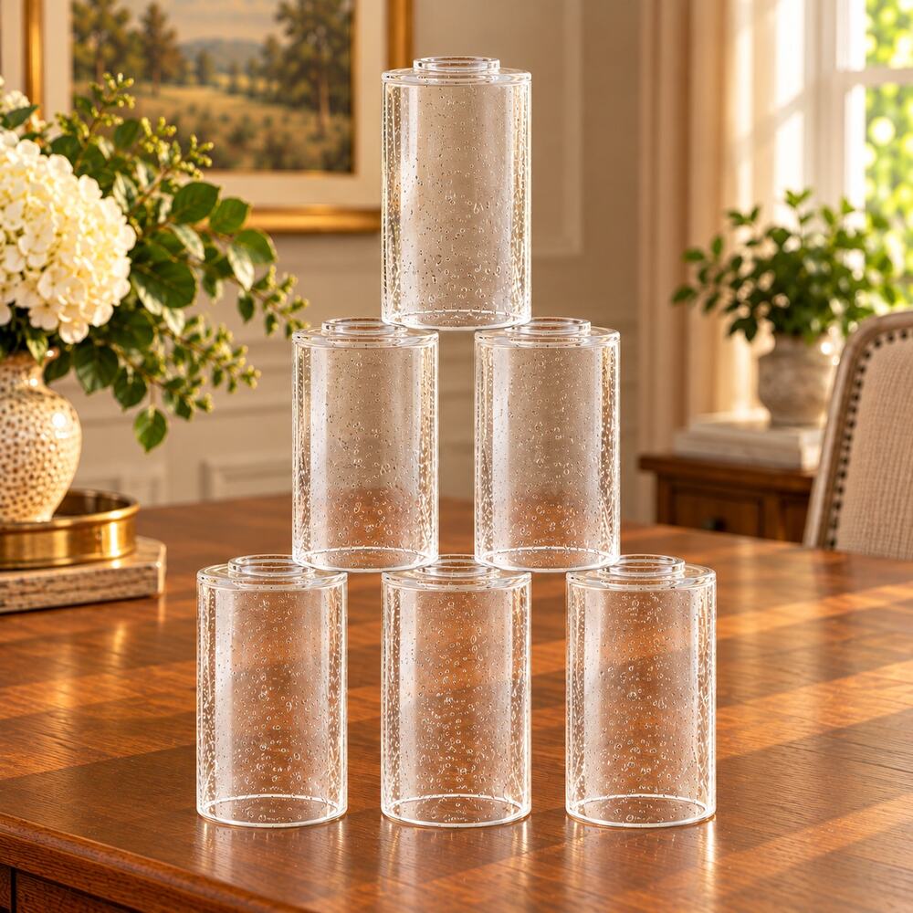 6-Pack Seeded Glass Replacement Lamp Shades, 5.9" x 3.9", 1.7" Fitter